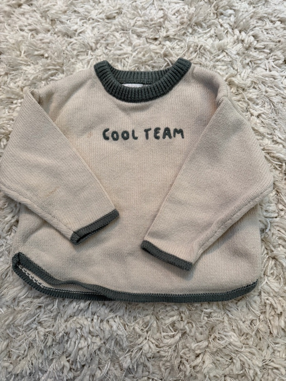 Zara Beige Sweater with Charcoal Trim